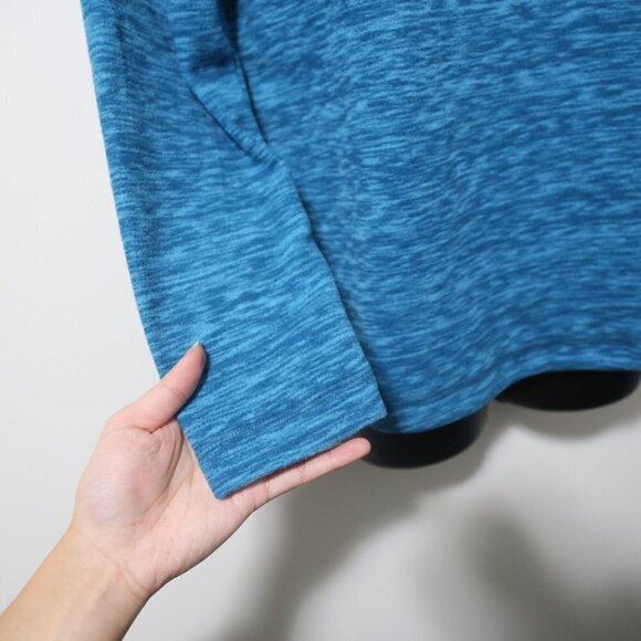 KAREN SCOTT LS Stretch Polo Heathered Space Dye Blue Pullover Sweater - Picture 4 of 9